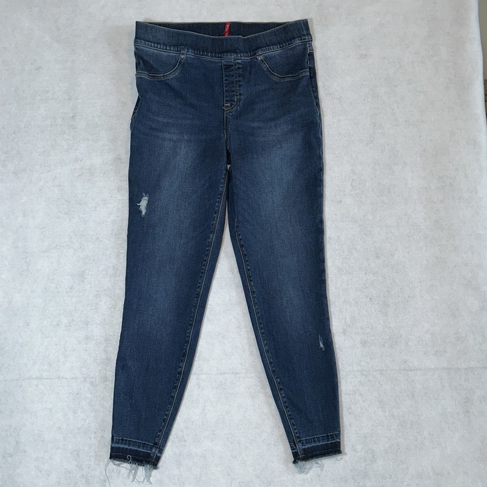 Spanx Denim Jean Jeggings Women's Size LARGE Pull On Comfort Stretch Blue